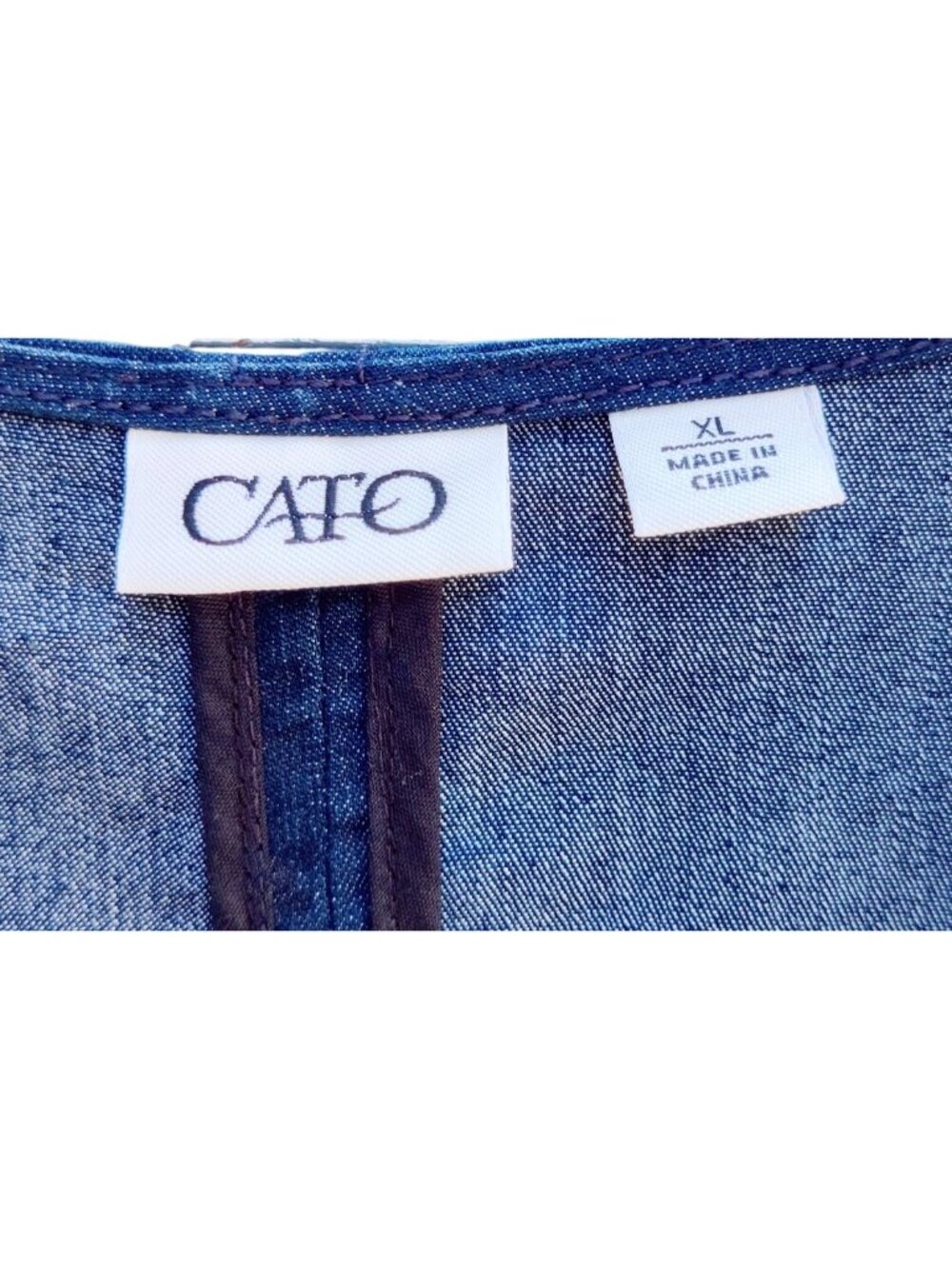 Blue Denim Vest XL CATO Waistcoat Gilet Deep V-Neck Western 3 Button ShawlCollar - Picture 8 of 15